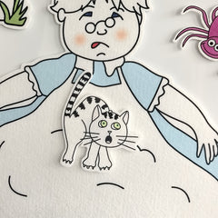 Red Felt Storytelling Pieces 'Old Lady Who Swallowed a Fly'