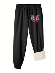  Butterfly Graphic Fleece Lined Sporty Joggers