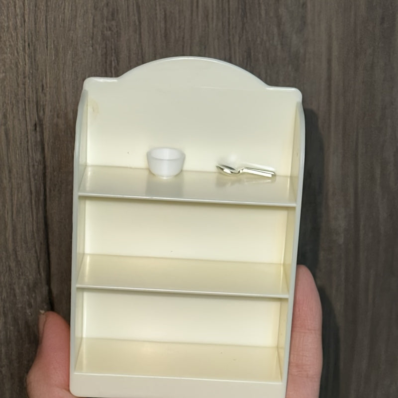 Mini Dollhouse Bookshelf Creamy Plastic Scalloped Edge