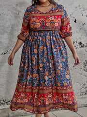  Ethnic Style Floral Print Maxi Dress