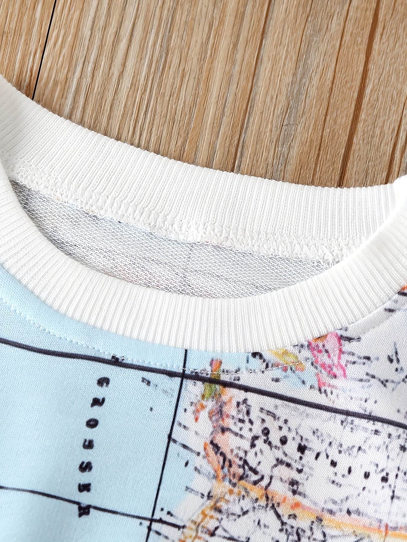 Earth Map Print Boys Casual Pullover Sweatshirt