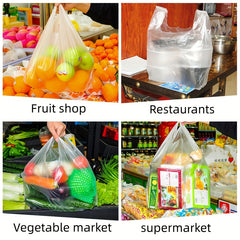 100/200 Pcs Transparent Plastic Bags for Grocery Store Shopping