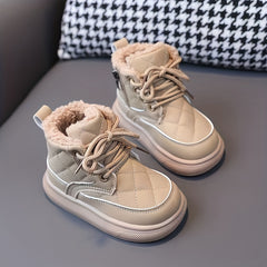 JIAGEYA Girls' Casual Fleece Boots Lightweight Warm Wear-resistant