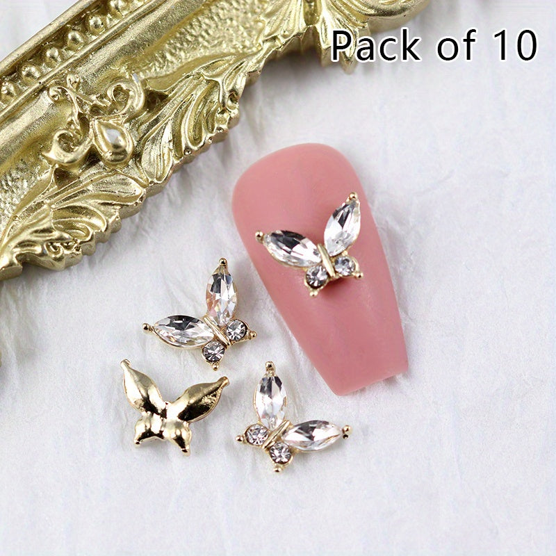 10 pcs 3D Butterfly Nail Charms for Acrylic Nails Metallic Butterflies