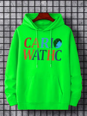 Men's Colorful Letter Print Hoodie - Breathable Drawstring Sweatshirt