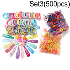 Colorful Hair Ties Set Elastic Ponytail Clips Holders Rubber Band