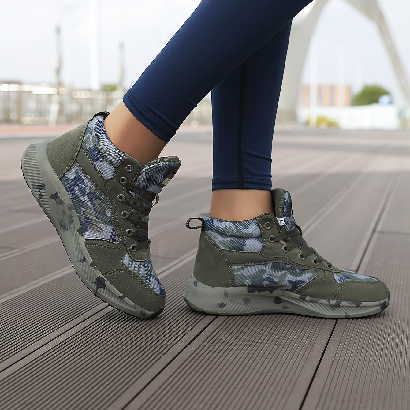 Women's Camo Print Lace Up High Top Sneakers
