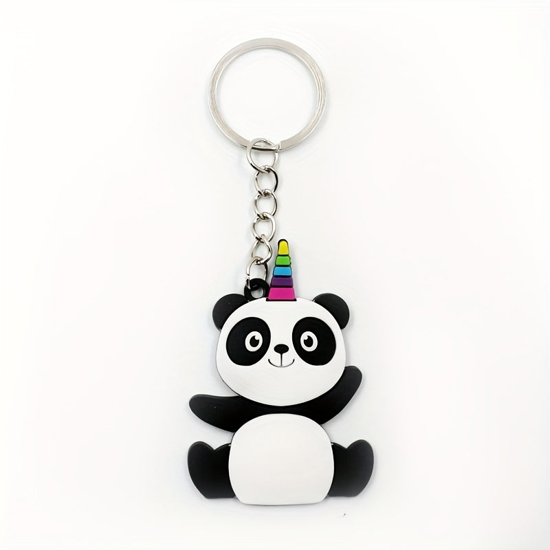 PVC Panda Keychain Cartoon Key Ring Women Bag Pendant Car Key Ring