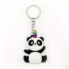 PVC Panda Keychain Cartoon Key Ring Women Bag Pendant Car Key Ring