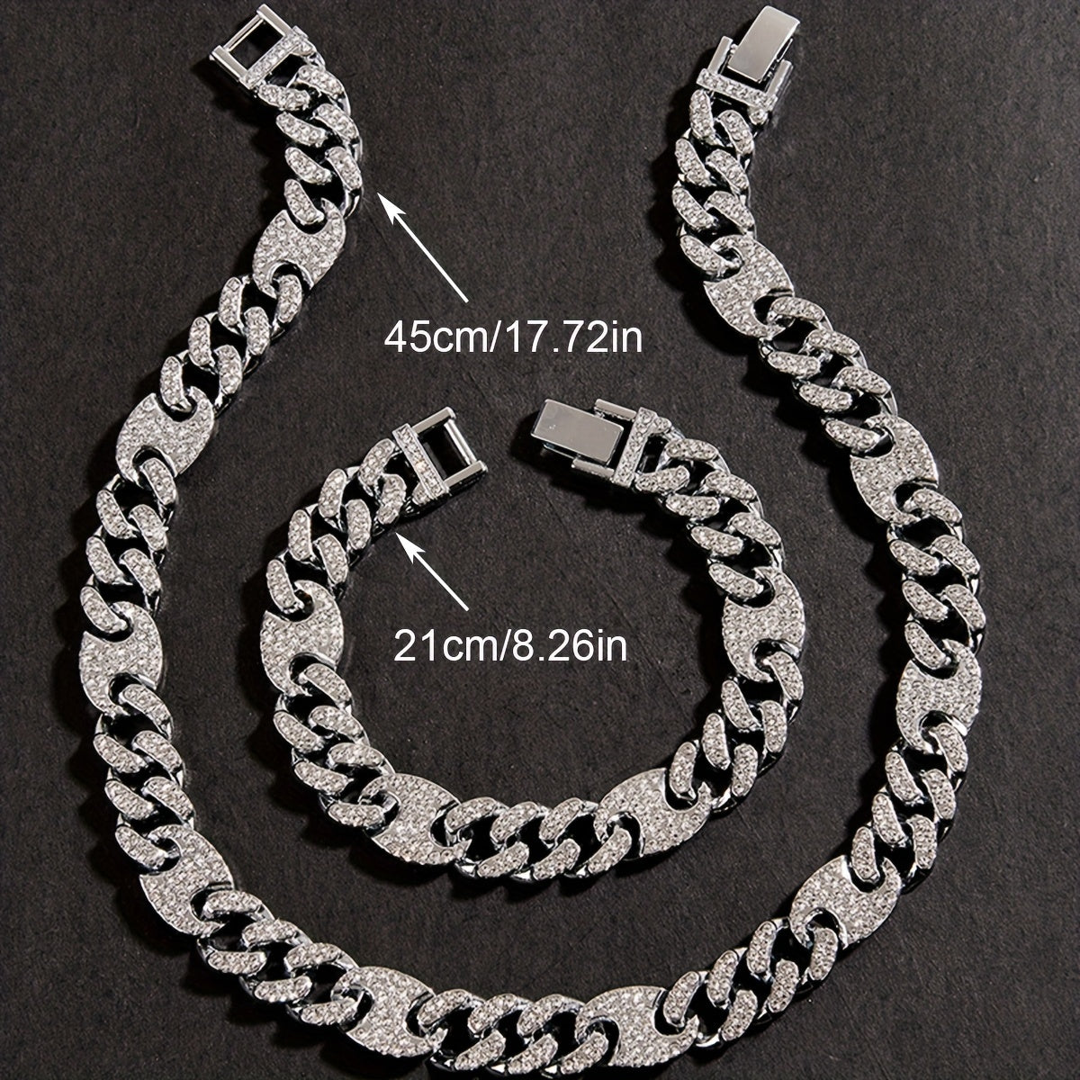Men's 3 to 1 Oval Necklace and Bracelet Set