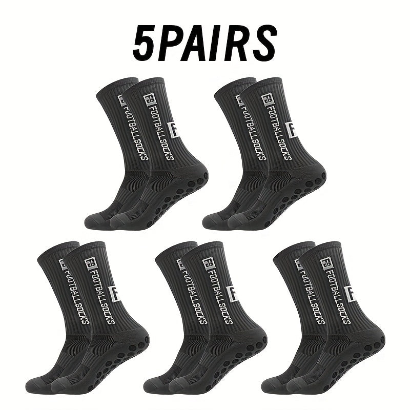 5 Pairs Non-Slip Mid-Calf Football Socks