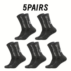 5 Pairs Non-Slip Mid-Calf Football Socks