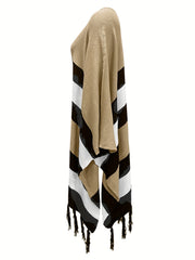  Colorblock Bat Sleeve Cardigan