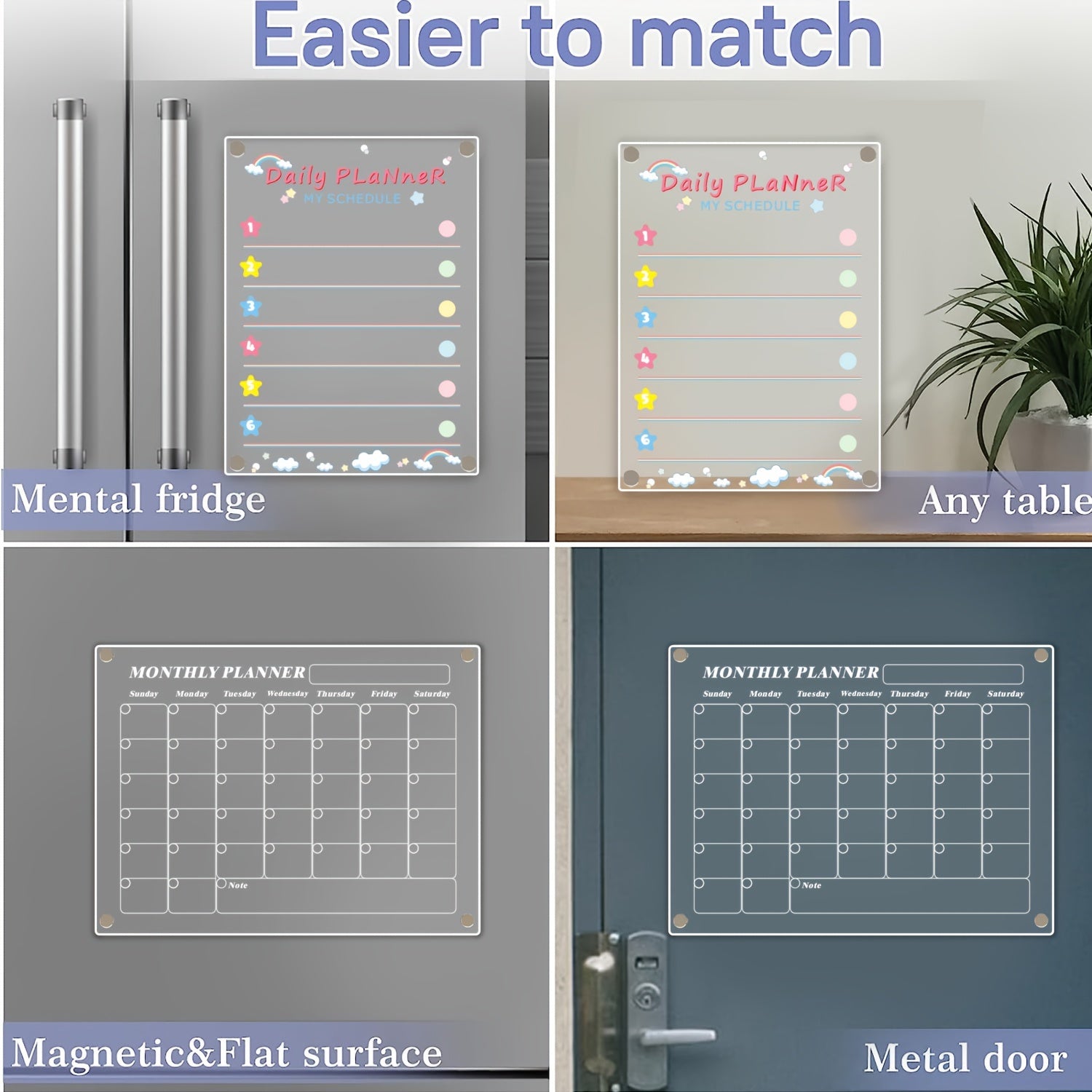 Acrylic Monthly Calendar Whiteboard Set