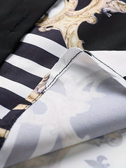  Colorblock Baroque Print Button Up Blouse