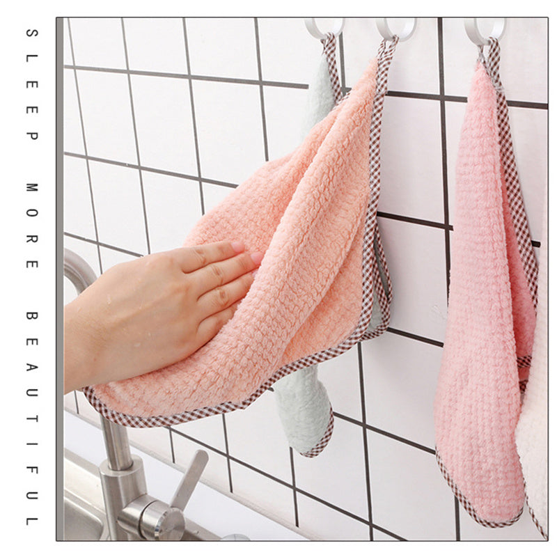4pcs Thickened Dish Towel Hanging Hand Towels Kitchen Rag