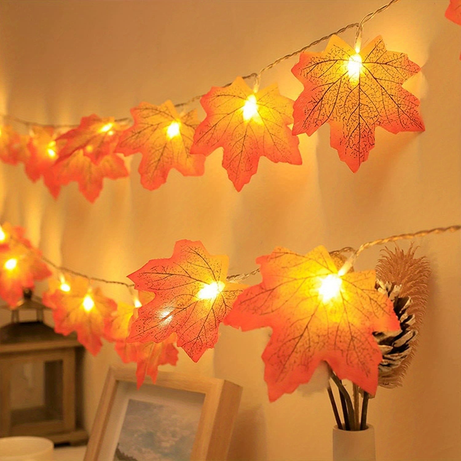 Red Maple Leaf String Lights Hanging Decoration 2m