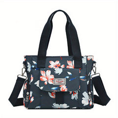 Floral Tote Bag Nylon Crossbody Handbag