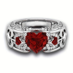 Stainless Steel Men's Heart & Ruby Ring