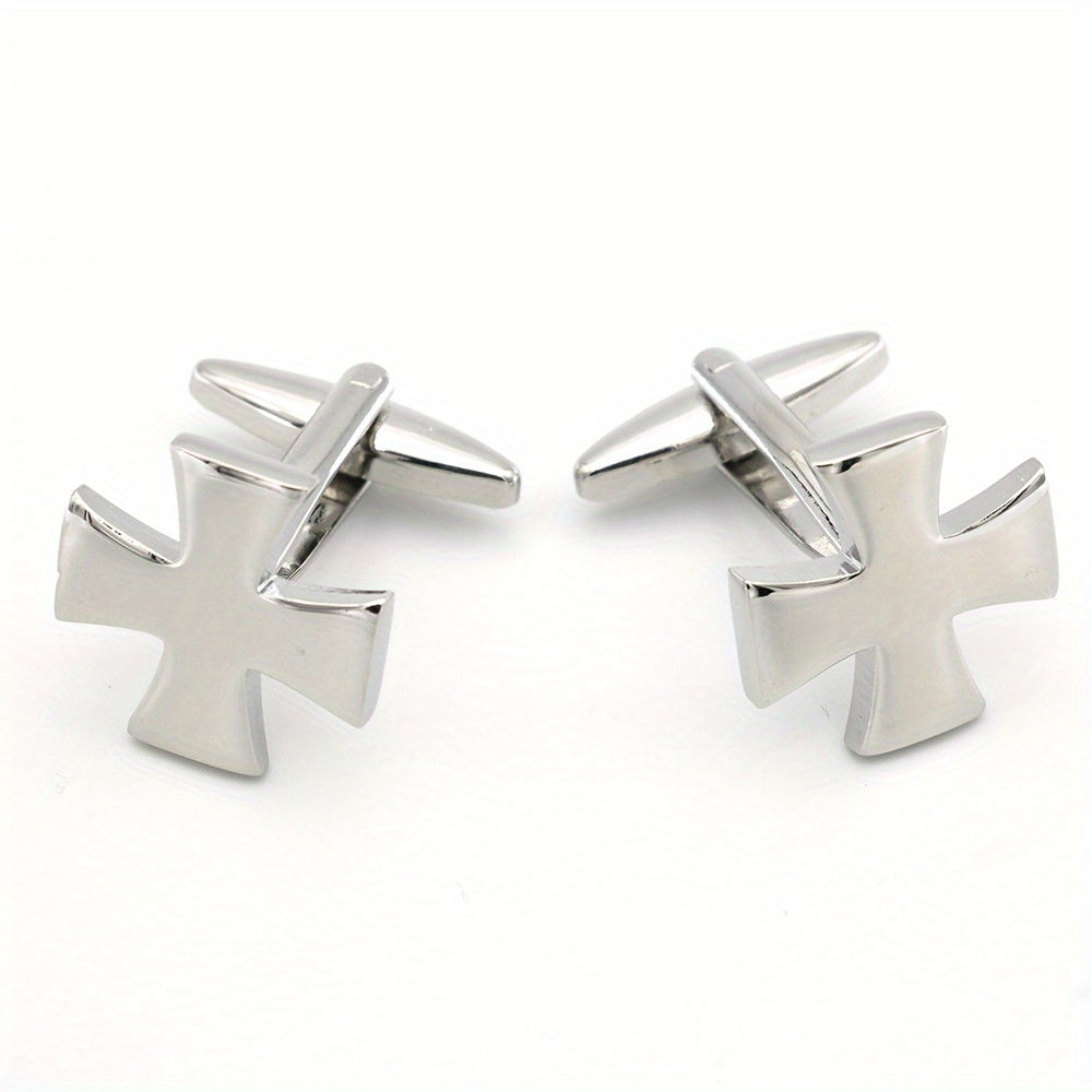 French Painted Cross Cufflinks Four Colors, Men's & Women's Jewelry Gift