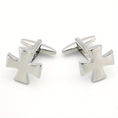 French Painted Cross Cufflinks Four Colors, Men's & Women's Jewelry Gift