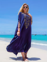  Boho Kaftan Dress Women's Plus Tribal Embroidered Batwing Sleeve