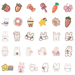 90pcs Bunny & Bear Cartoon Stickers Waterproof DIY Decorations