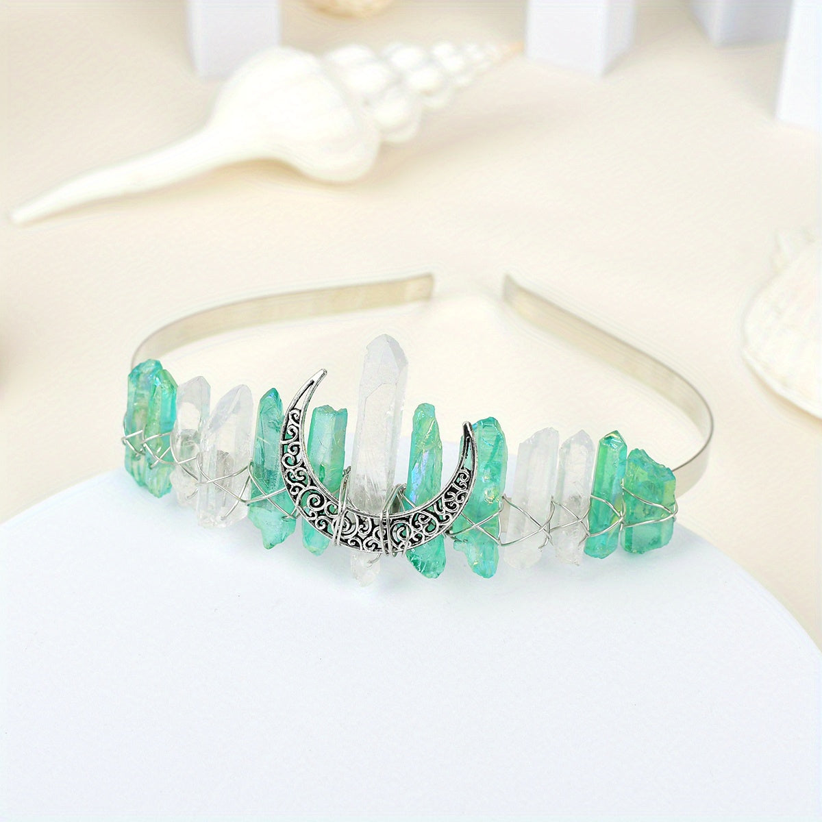 Crystal Quartz Witchy Crown Fae Fairy Rave Music Crystal Crown