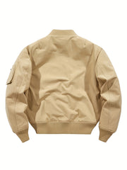 Men's Zipper Baseball Collar Outdoor Jackets Windproof Warm Jacket
