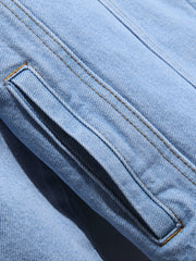 Men's Casual Crane Embroidered Denim Jacket