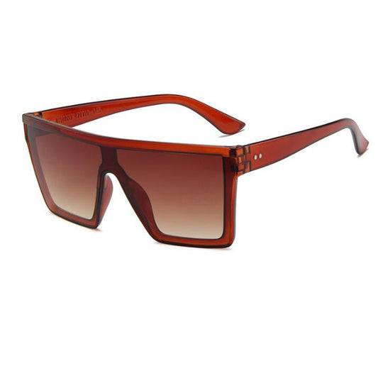 Flat Top Shield Glasses Square Frame Sunglasses Oversized Ombre Lens