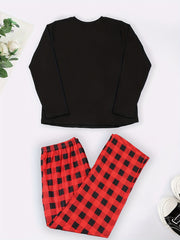  Christmas Pajama Set Gnomes Print Top & Plaid Pants Loungewear