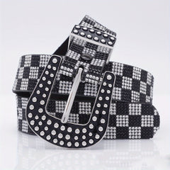 Vintage Rhinestone Belt Women's Y2K Hip Hop Jeans Pants Waistband