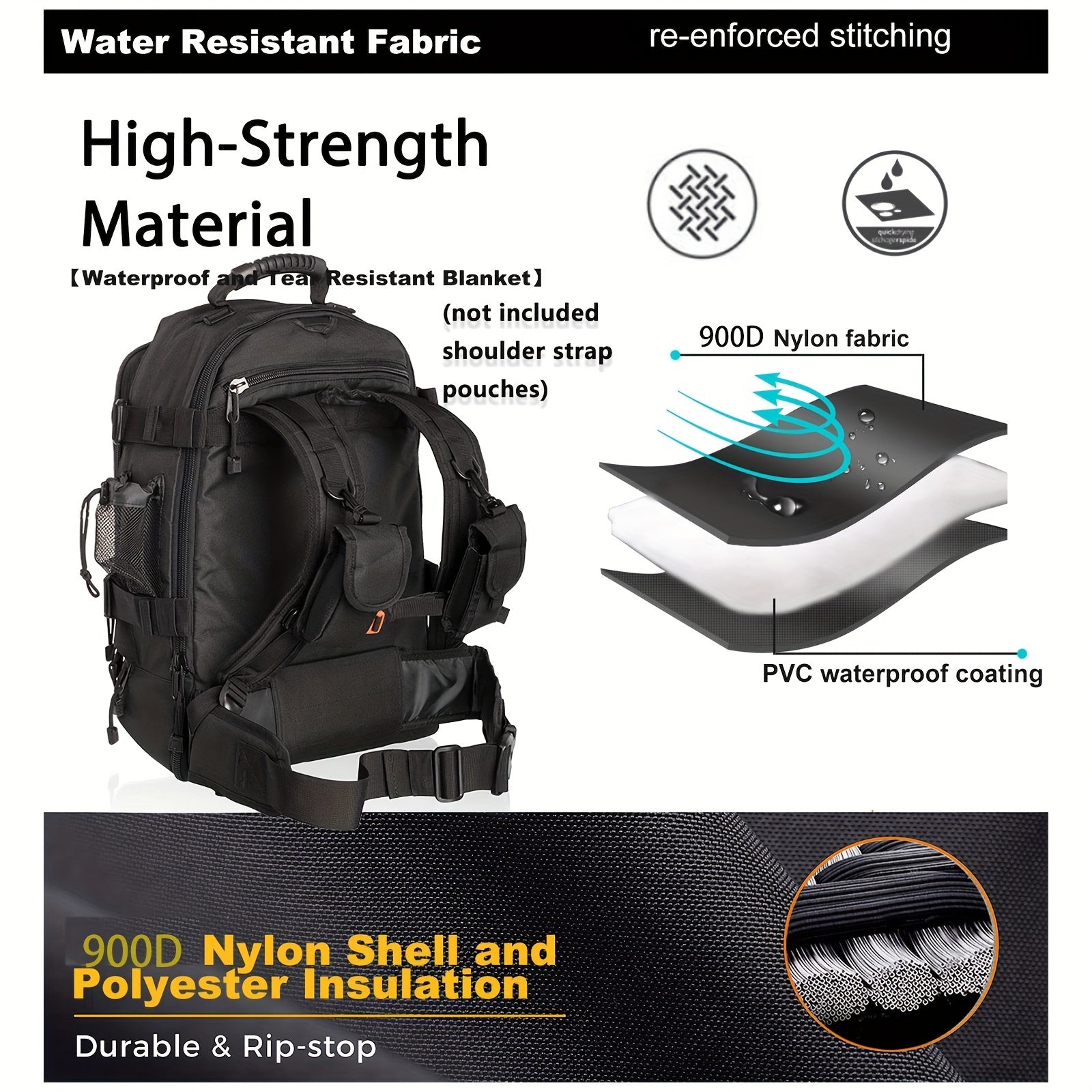 Large Capacity Backpack Tactical Sports Bag for Camping Hiking