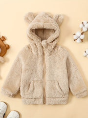 Unisex Baby Fleece Coat Bear Ears Hooded Zipper Jackets
