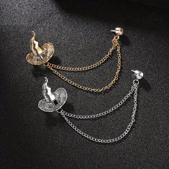 Vintage Men's Suit Brooch with Tassel Diamond Set