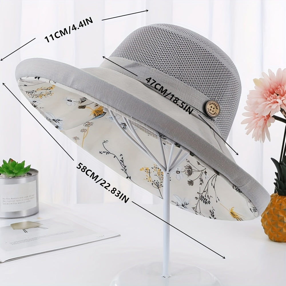 Breathable Mesh Bucket Hat Sun Protection Packable Basin Hat for Outdoor