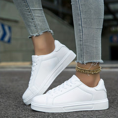 Faux Leather Soft Bottom Skate Shoes Non Slip Preppy School Sneakers