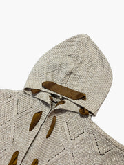  Solid Pointelle Long Sleeve Hooded Open Front Sweater Cardigan