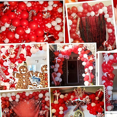 115pcs Candy Cane Balloon Arch Kit Christmas Decoration Red Confetti Balloons