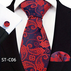 Men's Stripe Paisley Tie Set with Accessories