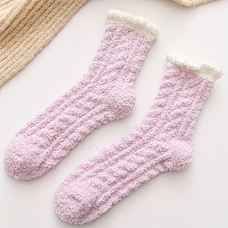 4 Pairs Fuzzy Mid Tube Socks Women's Stockings