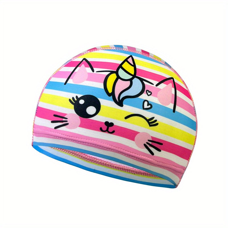 Kids Cartoon Waterproof Swimming Cap Mermaid Duck Deer Ear Protection