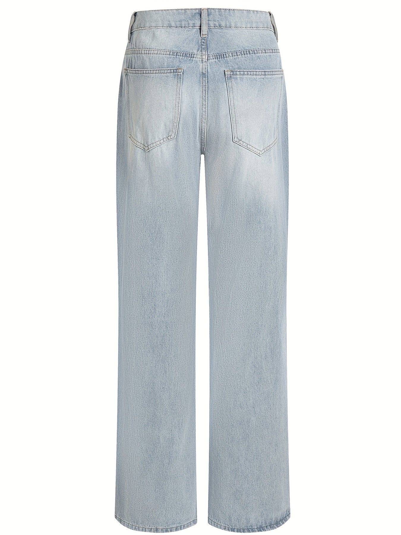  Women's Ripped Straight Leg Jeans