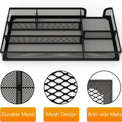 Metal Mesh Desk Drawer Organizer Dividers - Pen Tray Box for Desktop