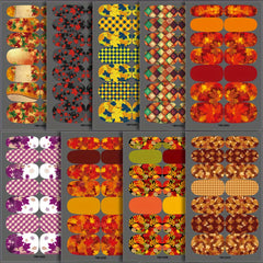 Maple Leaf Nail Art Stickers Full Wrap Nail Polish Strips with Files