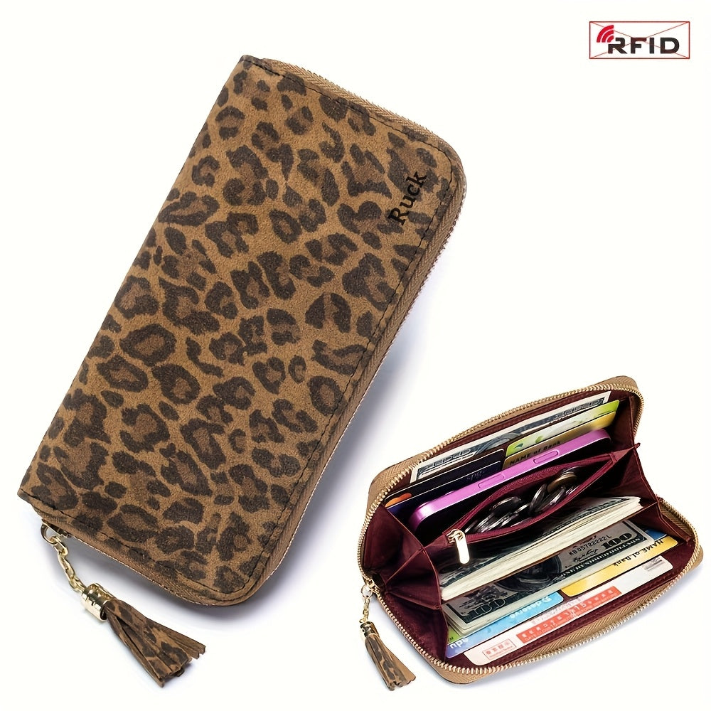 Leopard Print RFID Blocking Women's Wallet Long Clutch