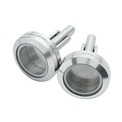 Stainless Steel DIY Round Glass Photo Box Cufflinks