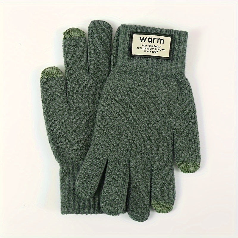 Men's Thick Windproof Knitted Gloves for Winter Outdoor Activities