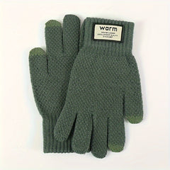 Men's Thick Windproof Knitted Gloves for Winter Outdoor Activities